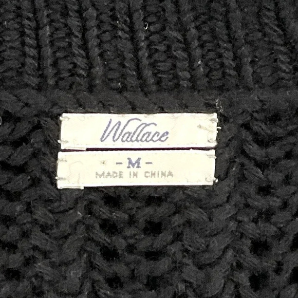 Wallace Sweater Women M Black Duster Knit Vest Tie Pocket Wool Cashmere Cardigan - Picture 3 of 7